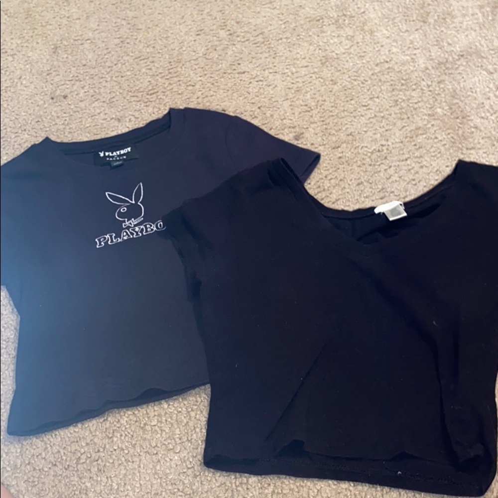 2 black crop-tops